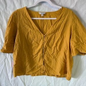 Express Mustard Button-Up Blouse